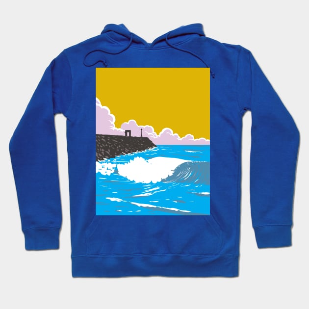 South Mission Jetty in Mission Beach San Diego California WPA Poster Art Hoodie by retrovectors